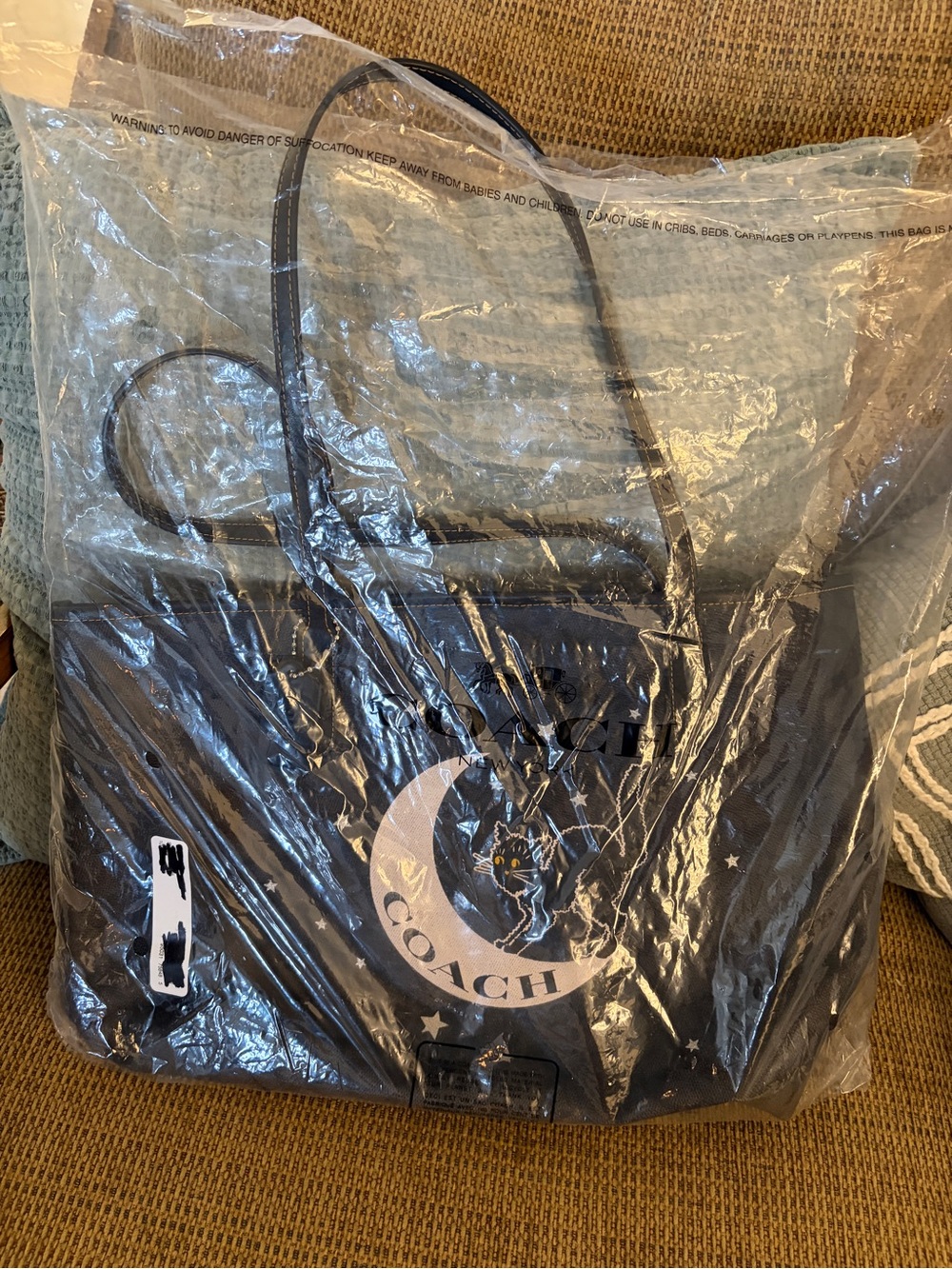 Coach Halloween Black Signature Moon & Cat Tote Bag - Picture 3 of 5
